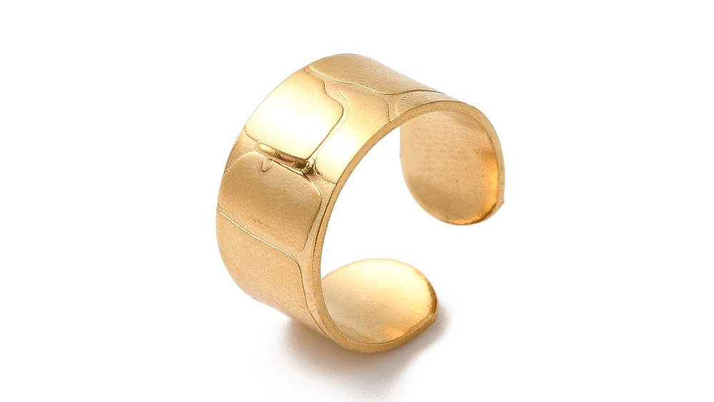Bague acier texturé support pendentif anneau en acier inoxydable or