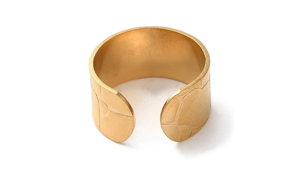 Bague acier texturé support pendentif anneau en acier inoxydable or
