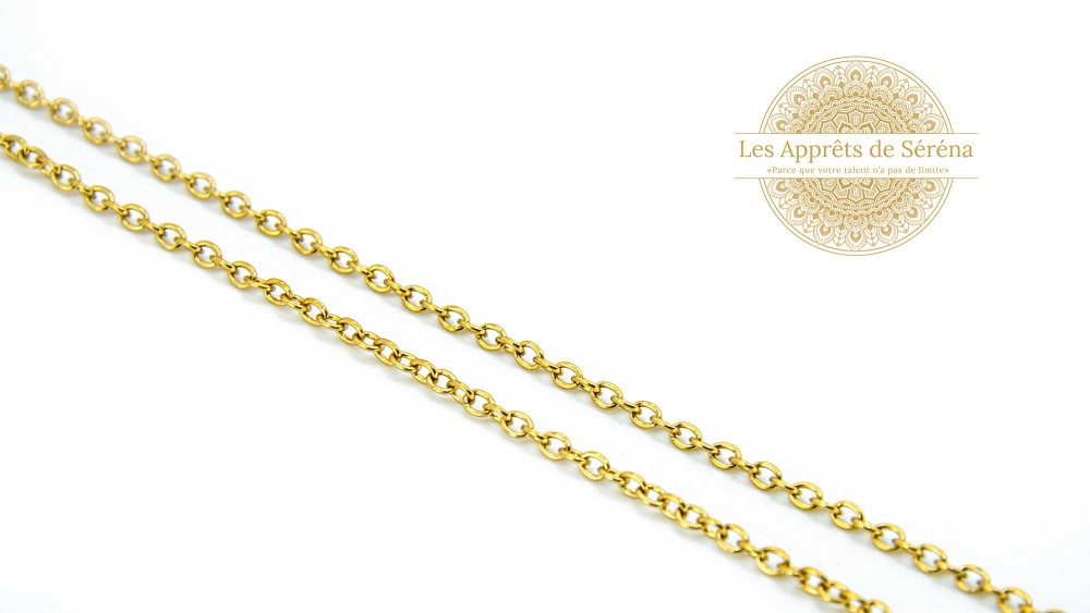 chaine acier 3x2mm dorée