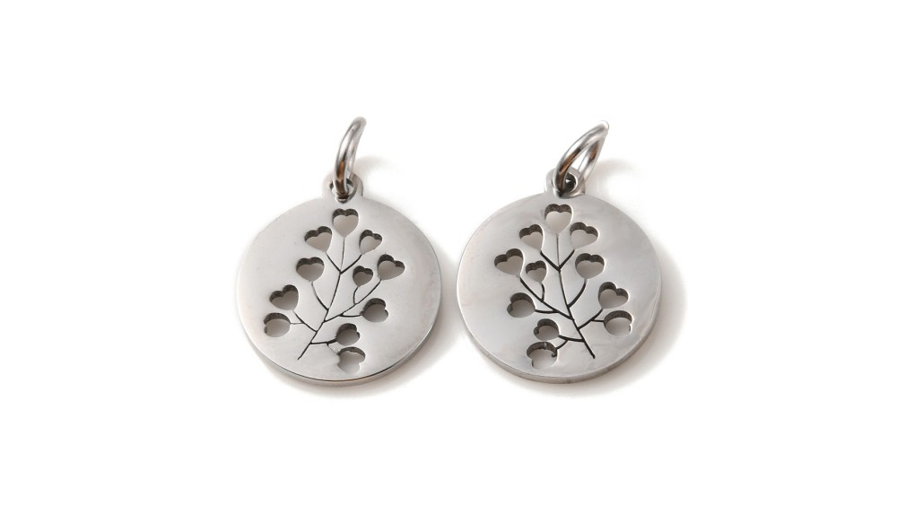 pendentif fleur acier