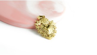 Pendentif coeur flaboyant et anges en acier inoxydable