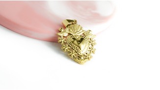 Pendentif coeur flaboyant et anges en acier inoxydable