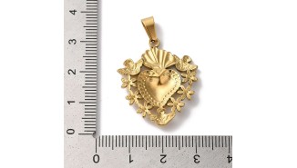 Pendentif coeur flaboyant et anges en acier inoxydable
