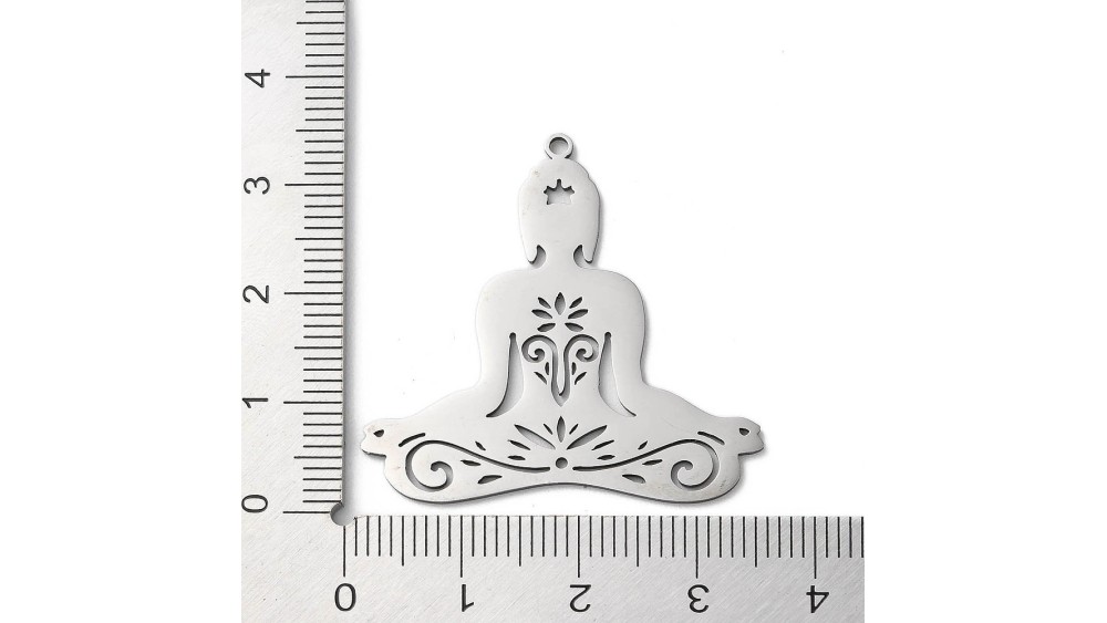 pendentif méditation acier argent
