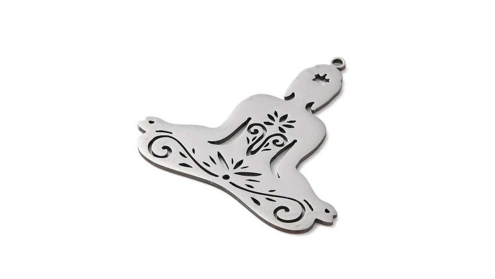 pendentif méditation acier argent