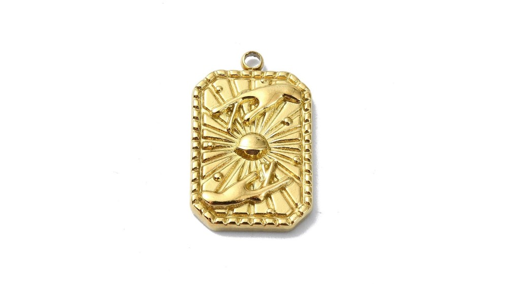 copy of Pendentif yin yang acier plaqué or 18k petite médaille acier