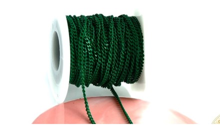 Chaîne acier inoxydable maille gourmette 3x2mm vert sapin