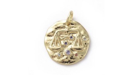 Pendentif signe zodiaque laiton couleur or avec strass zircon