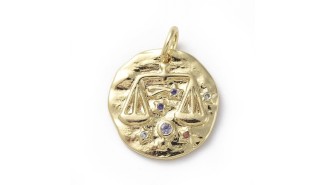 Pendentif signe zodiaque laiton couleur or avec strass zircon