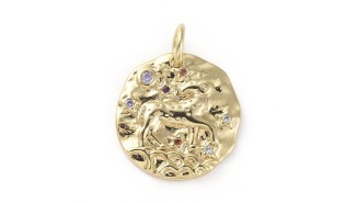 Pendentif signe zodiaque laiton couleur or avec strass zircon