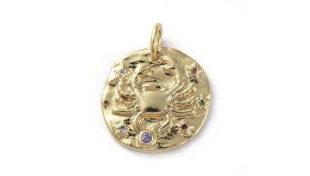 Pendentif signe zodiaque laiton couleur or avec strass zircon
