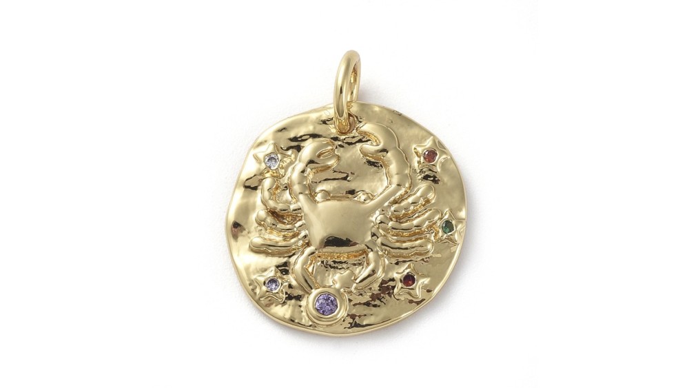 Pendentif signe zodiaque laiton couleur or avec strass zircon