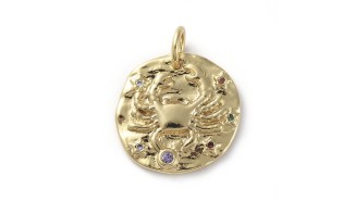Pendentif signe zodiaque laiton couleur or avec strass zircon