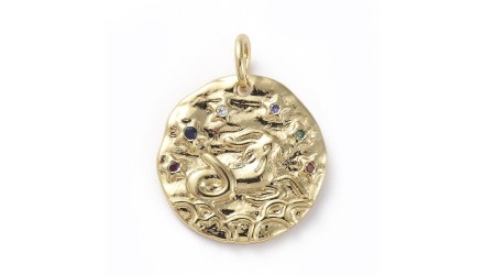 Pendentif signe zodiaque laiton couleur or avec strass zircon
