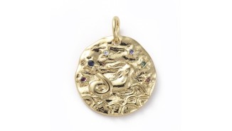 Pendentif signe zodiaque laiton couleur or avec strass zircon