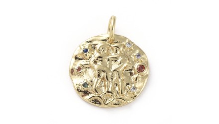 Pendentif signe zodiaque laiton couleur or avec strass zircon