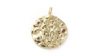 Pendentif signe zodiaque laiton couleur or avec strass zircon