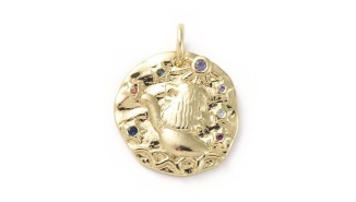Pendentif signe zodiaque laiton couleur or avec strass zircon