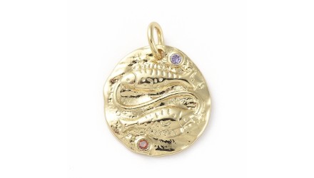 Pendentif signe zodiaque laiton couleur or avec strass zircon