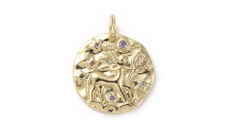 Pendentif signe zodiaque laiton couleur or avec strass zircon