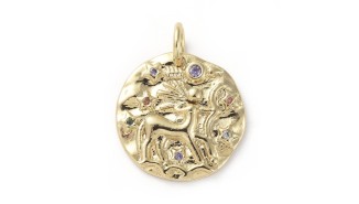 Pendentif signe zodiaque laiton couleur or avec strass zircon