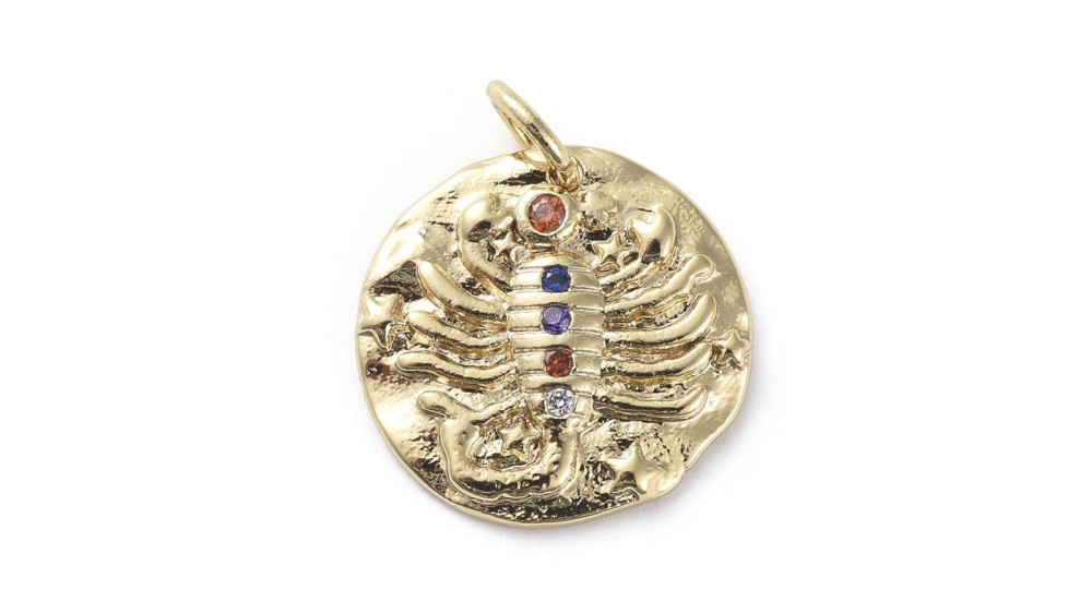 Pendentif signe zodiaque laiton couleur or avec strass zircon