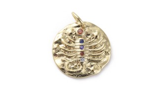 Pendentif signe zodiaque laiton couleur or avec strass zircon