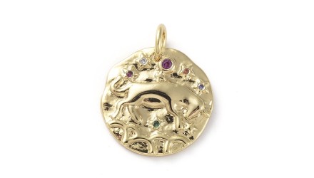 Pendentif signe zodiaque laiton couleur or avec strass zircon