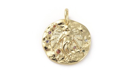 Pendentif signe zodiaque laiton couleur or avec strass zircon