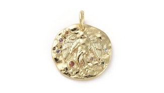 Pendentif signe zodiaque laiton couleur or avec strass zircon