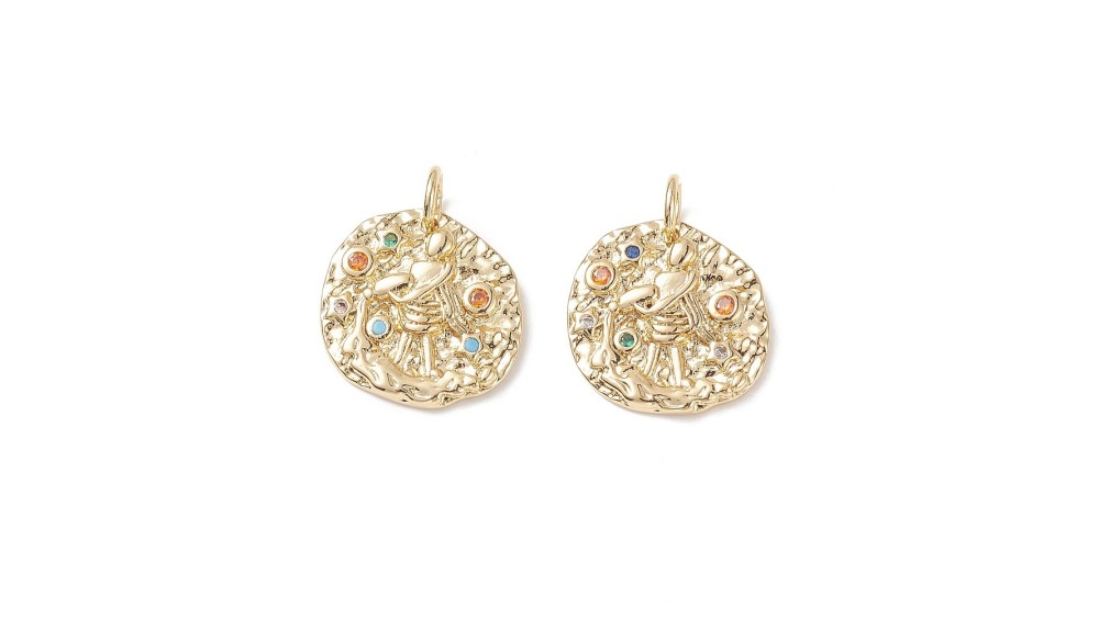 Pendentif signe zodiaque laiton couleur or avec strass zircon