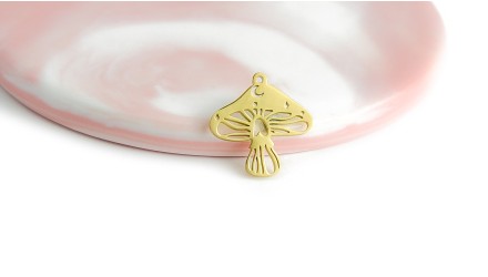 copy of Pendentif champignon en acier inoxydable plaqué or 18k