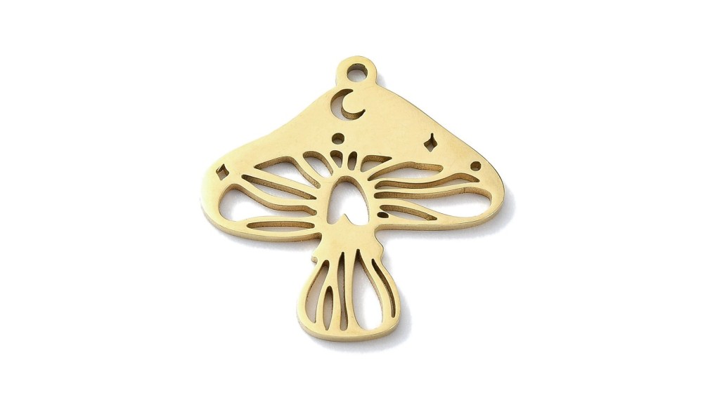 copy of Pendentif champignon en acier inoxydable plaqué or 18k
