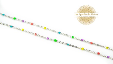 copy of Chaîne acier 304 dorée émaillée rouge 1.5mm