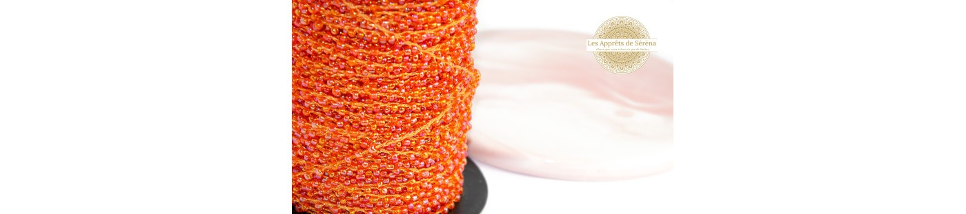 Fils coton colorés perlés de rocailles pour la création DIY