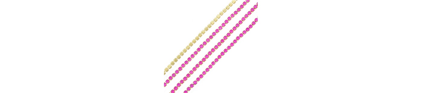 Chaîne de strass multicolore sur base de laiton